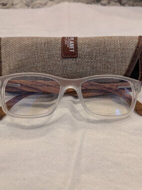 Blue Planet Blue Light Filtering Glasses - Matte Clear/Walnut Wood